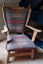 Oude eiken laagzit relaxset met fleurige bekleding, Ophalen, Gebruikt, Twee, Overige kleuren