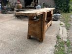 Timmermanswerkbank of industriële houten werkbank sidetable, Ophalen