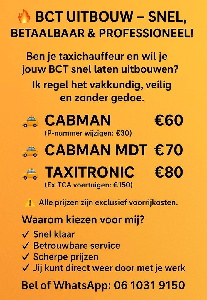 BCT TAXITRONIC & CABMAN/MDT UITBOUW, Auto diversen, Auto-accessoires, Ophalen of Verzenden