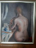 Prachtig oud schilderij  Vrouw achter toilettafel, Ophalen