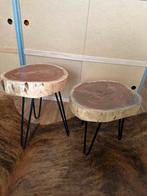 Houten boomstam Bijzettafeltjes Set, Huis en Inrichting, Tafels | Bijzettafels, Ophalen, Minder dan 45 cm, Minder dan 55 cm, Gebruikt