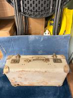 2xVintage Reiskoffer met Retro Bruin Beige Lederlook – Op=Op, Ophalen, Gebruikt