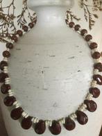 Ketting met facet geslepen jaspis kralen en echte parels, Bruin, Nieuw, Ophalen of Verzenden, Steen of Mineraal
