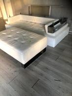 Montél bank + Hocker Wit leer, Ophalen of Verzenden, Zo goed als nieuw, 200 tot 250 cm, Leer