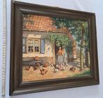 B.v. Reenen oud Hollands schilderij paneel kippen boerderij, Antiek en Kunst, Kunst | Schilderijen | Klassiek, Verzenden