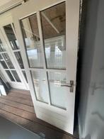 Houten deur wit met glas 200x82,5cm, Doe-het-zelf en Verbouw, Deuren en Horren, 80 tot 100 cm, Gebruikt, Glas, Ophalen