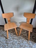 Twee vintage houten schoolstoelen, Ophalen, Gebruikt, Twee, Bruin