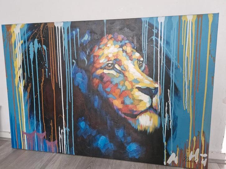 Origineel schilderij Narel – Leeuw – 80 x 120 cm, Antiek en Kunst, Kunst | Schilderijen | Klassiek, Ophalen