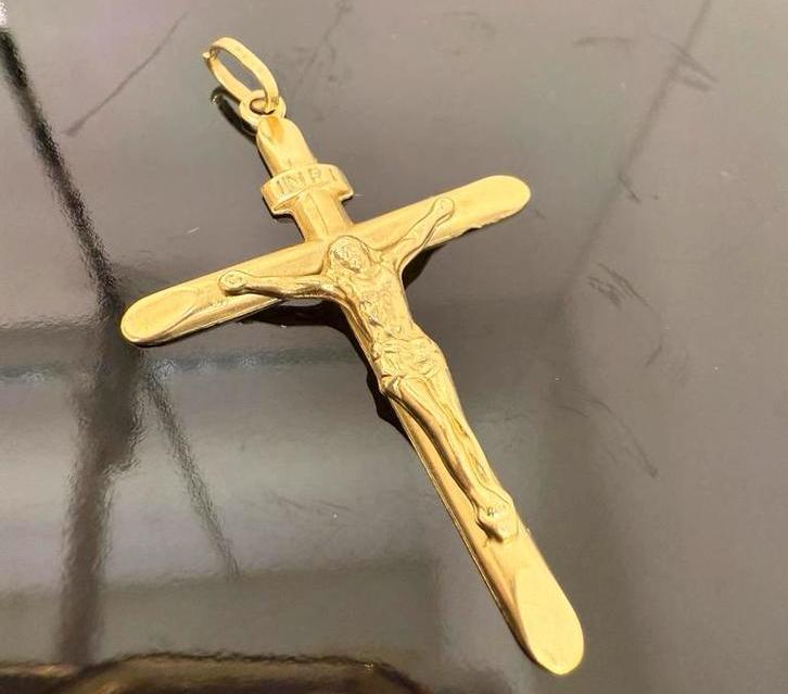 Prachtige 14 karaats gouden kruis, Sieraden, Tassen en Uiterlijk, Kettinghangers, Zo goed als nieuw, Goud, Ophalen of Verzenden