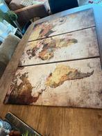 Drieluik wereldkaart op canvas, Ophalen of Verzenden, Zo goed als nieuw, Rechthoekig, 200 cm of meer