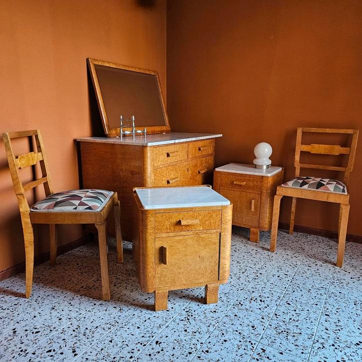 Art Deco Commode/Ladenkast Bed Nachtkastjes Stoelen Spiegel, Huis en Inrichting, Kasten | Ladekasten, Minder dan 100 cm, 100 tot 150 cm