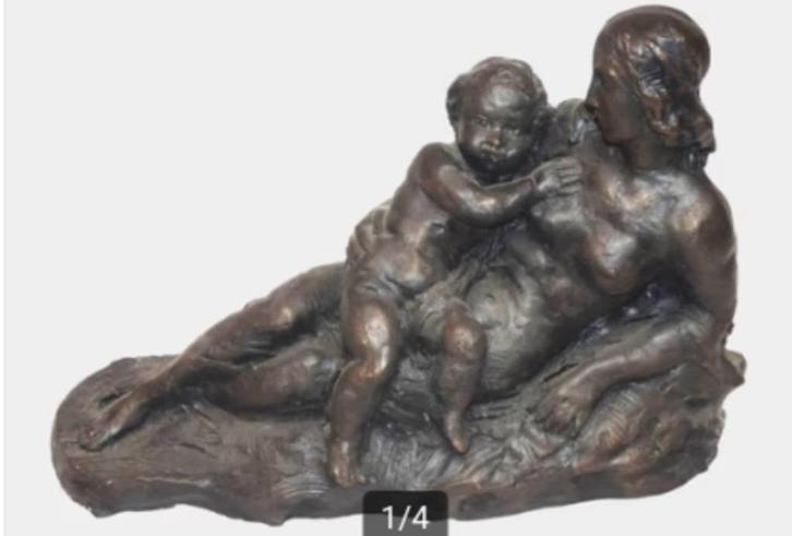 Pierre de Leonardi==ca 1880==BRONS==8.4 kg==naakt m baby, Antiek en Kunst, Antiek | Koper en Brons, Brons, Ophalen