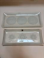 Set vintage cake schalen glas kantmotief Diaprint, Antiek en Kunst, Ophalen of Verzenden
