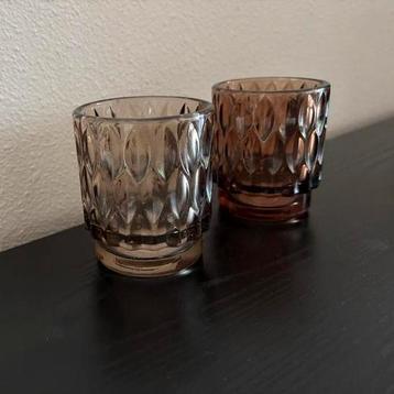 Theelichthouder Rookglas 2x - Gezellige waxinelicht houders beschikbaar voor biedingen