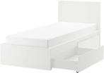 IKEA MALM Bedframe, hoog, met 2 bedlades, wit, 90x200 cm, Huis en Inrichting, Ophalen, Gebruikt, 90 cm, Eenpersoons