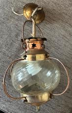 Hanglamp retro antiek glas messing scheepslamp, Minder dan 50 cm, Overige materialen, Gebruikt, Ophalen of Verzenden