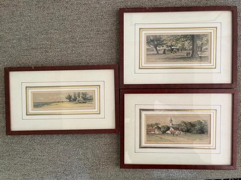 Drie oude lithoprenten van Huizen en Valkeveen, Antiek en Kunst, Kunst | Litho's en Zeefdrukken, Ophalen of Verzenden