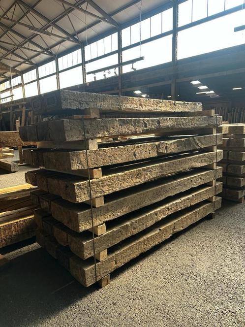Oude eiken bielzen, Doe-het-zelf en Verbouw, Hout en Planken, Gebruikt, Balk, Eiken, 250 tot 300 cm, 50 mm of meer, Ophalen