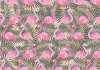 Flamingo jungle fotobehang, vlies/vinyl behang Muurdeco4kids, Verzenden, Minder dan 10 m², Vogelbehang, flamingo,