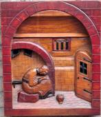 Houtsnijwerk. Onzedige dame te biecht.  Ca 30/50. 39/46 cm., Antiek en Kunst, Curiosa en Brocante, Ophalen