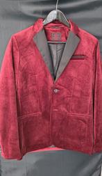 Bordeaux Rode Velvet Blazer - Dress Up Like A Gentleman, Kleding | Heren, Maat 52/54 (L), Ophalen of Verzenden, Zo goed als nieuw