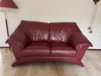 Bordeaux leren bank, Ophalen, 150 tot 200 cm, Tweepersoons, Zo goed als nieuw