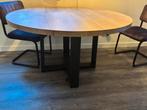 Ronde eettafel - 130 cm diameter eiken structuur, Huis en Inrichting, Ophalen, Gebruikt, 100 tot 150 cm, Vier personen