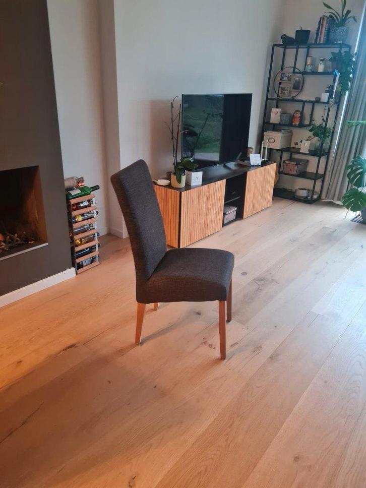 6x stoffen eetkamerstoelen met hoge rugleuning, Huis en Inrichting, Stoelen, Gebruikt, Vijf, Zes of meer stoelen, Stof, Grijs