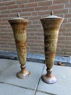 Tk grote 68 cm hoge bronzen geëmailleerde antieke vazen., Ophalen of Verzenden