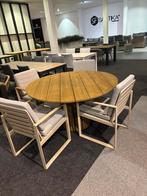 Teak tuinset met aluminium stoelen - 140cm, Tuin en Terras, Tuinsets en Loungesets, Ophalen, 4 zitplaatsen, Eettafel, Teakhout