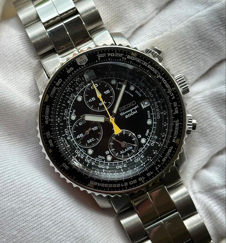 Seiko Flightmaster SNA411, Sieraden, Tassen en Uiterlijk, Horloges | Heren, Zo goed als nieuw, Polshorloge, Seiko, Staal, Staal