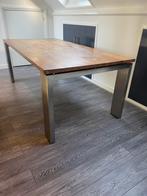 eetafel 2 x 1 meter rvs poot, Huis en Inrichting, Tafels | Eettafels, 200 cm of meer, Zo goed als nieuw, Vijf personen of meer