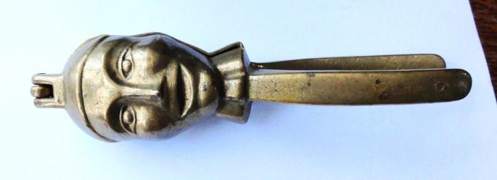 Prachtige antieke zware Notenkraker met gezicht, koper, Antiek en Kunst, Antiek | Koper en Brons, Koper, Ophalen