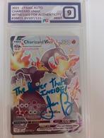 Pokemon, shiny v-max Charizard gesigneerd door Jason Paige, Ophalen of Verzenden, Zo goed als nieuw, Losse kaart