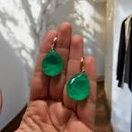 oorbellen natuurlijke groen kristal verguld met goud 14K, Met kristal, Hangers, Nieuw, Ophalen of Verzenden