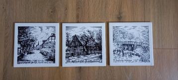 3 Stuks Boizenburg Vintage Wandtegels Made in Duitsland beschikbaar voor biedingen
