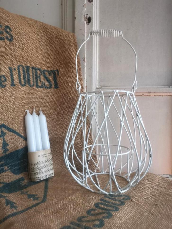 Brocante hanger - windlicht - draadmand, Antiek en Kunst, Curiosa en Brocante, Ophalen of Verzenden