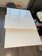 Witte hoogglans uitschuifbare tafel - Gratis ophalen!, Ophalen, Kunststof, Gebruikt, 100 tot 150 cm