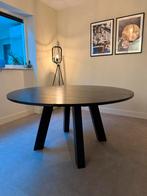 Eettafel Woood Rhonda 150cm massief eiken zwart gelakt, Huis en Inrichting, Tafels | Eettafels, Ophalen, Gebruikt, Rond, 100 tot 150 cm