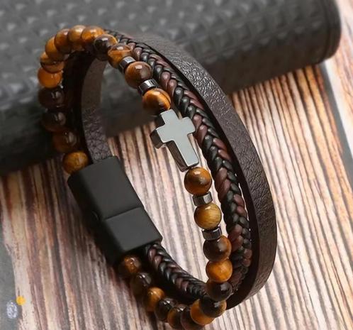 Leren armband, Sieraden, Tassen en Uiterlijk, Armbanden, Nieuw, Leer, Bruin, Ophalen of Verzenden