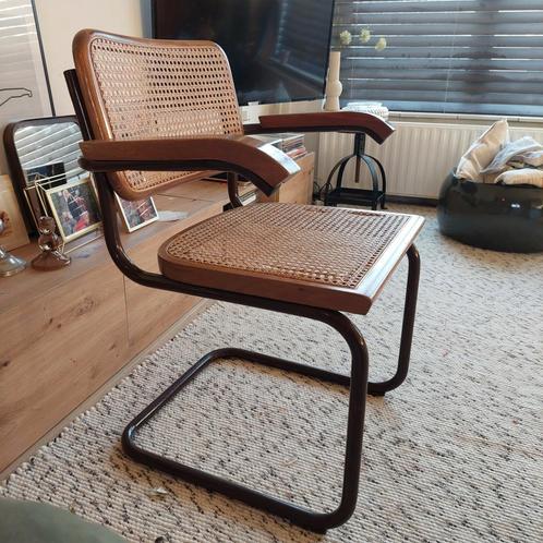 Vintage webbing stoelen buisframe Thonet Cesca stijl, Huis en Inrichting, Stoelen, Gebruikt, Bruin, Ophalen of Verzenden