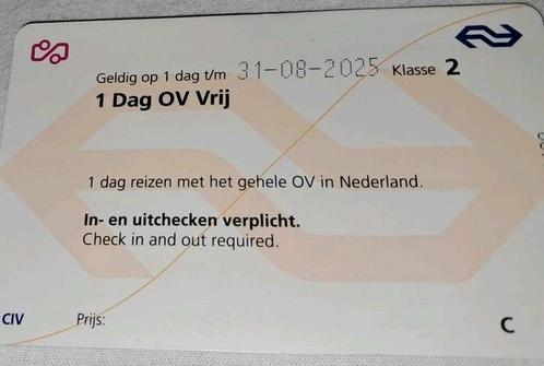 NS Dagkaart, Tickets en Kaartjes, Trein, Bus en Vliegtuig, Eén persoon, Algemeen kaartje, Trein