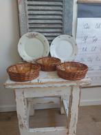Vintage bohemian rieten-hout "bordjes"/mandjes/ onderzetters, Ophalen of Verzenden