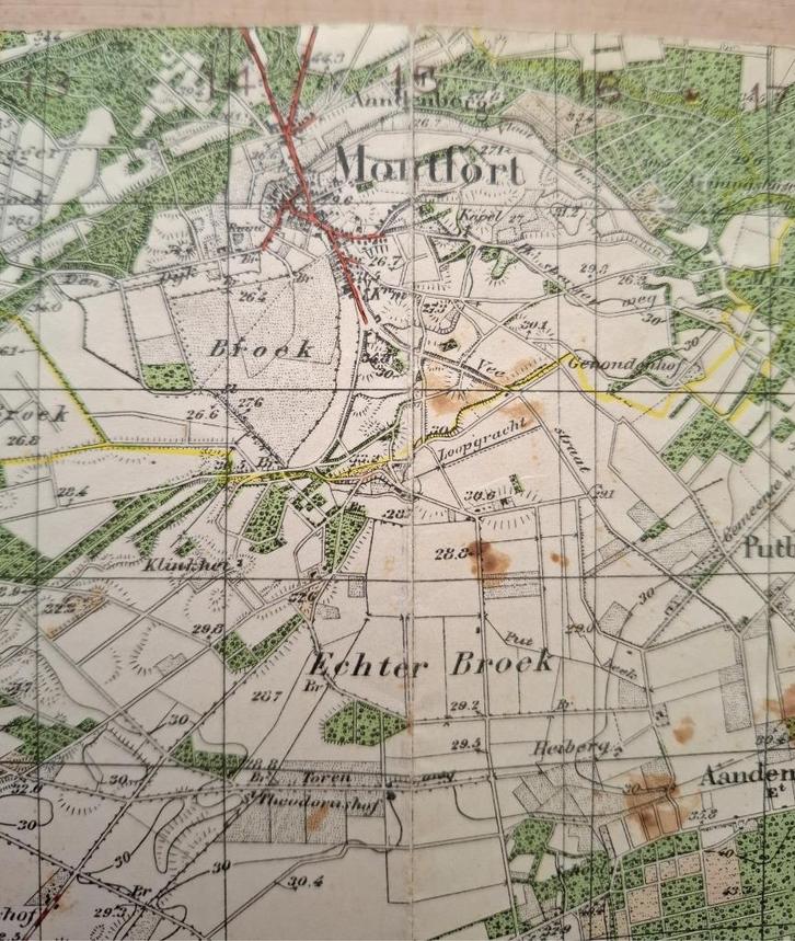 Topografische kaart Montfort (Limburg) uit 1937, Boeken, Atlassen en Landkaarten, Zo goed als nieuw, Landkaart, Nederland, 1800 tot 2000