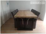 Tafel U-poot staal met steigerhout blad NIEUW, Info@hout-art.nl, Vijf personen of meer, Hoeves 3 in Schijndel, Rechthoekig