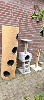 3x krabpaal krabton krabmeubel bruin grijs groot hoog, Dieren en Toebehoren, Ophalen, Gebruikt, Krabton