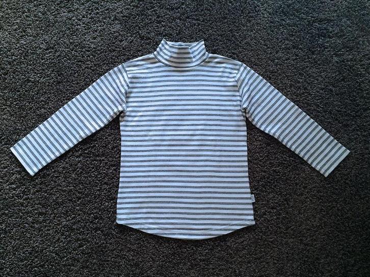 NIEUW blauw/zilver gestreepte longsleeve met col mt 128- 134, Kinderen en Baby's, Kinderkleding | Maat 128, Nieuw, Meisje, Shirt of Longsleeve