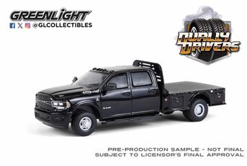 2023 Ram 3500 Dually Flatbed van Greenlight 1/64 black beschikbaar voor biedingen