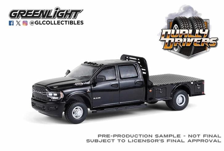 2023 Ram 3500 Dually Flatbed van Greenlight 1/64 black, Hobby en Vrije tijd, Modelauto's | Overige schalen, Nieuw, Auto, Ophalen of Verzenden