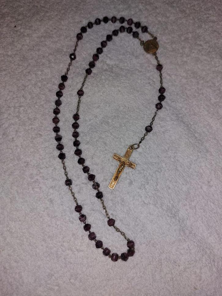 oude paternoster amathist steen, begin 1900, Antiek en Kunst, Curiosa en Brocante, Ophalen of Verzenden